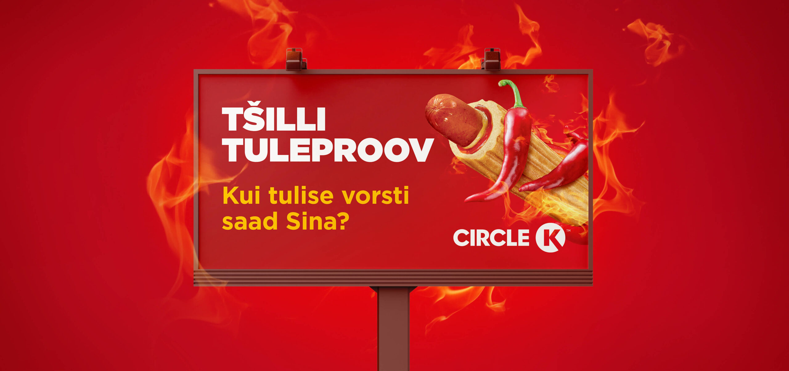 Circle K mänguline kampaania tšillivorstiga hot dogide promomiseks.